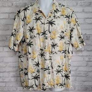 Nautica Mens Hawaiian Palm Tropical Casual Vacation Button Down Medium